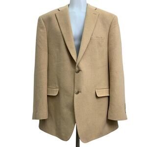 Ital Uomo Mens 44L Giuseppe 100% Camel Hair Blazer Sport Coat Tan Lined Italy